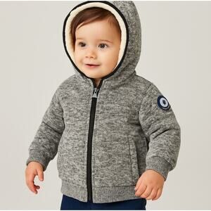 Ben Sherman 12M Boys Hooded Sherpa-Lined Grey Jacket – Warm, Stylish, Authentic